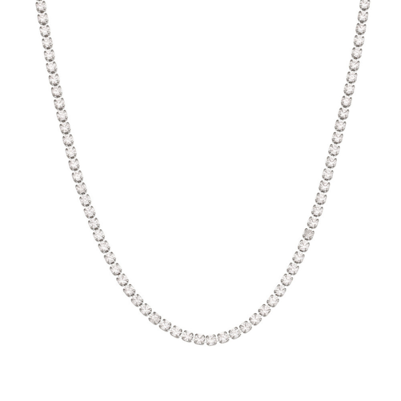 Collar Isabella de Acero de Titanio – Tennis Dorado con Circonitas Blancas