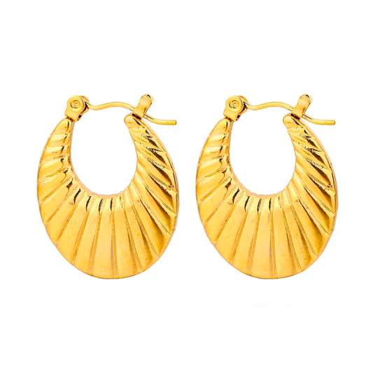 Aretes Cala Millor Dorados – Ovalados con Textura en Relieve
