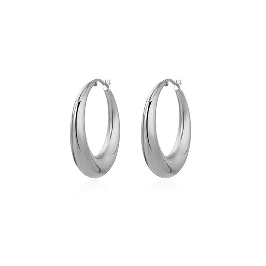Aretes Goya - Grandes Plateado Acero Titanio