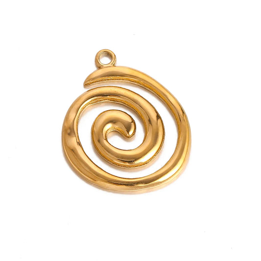 Charm Espiral Dorado – Acero de Titanio Hipoalergénico