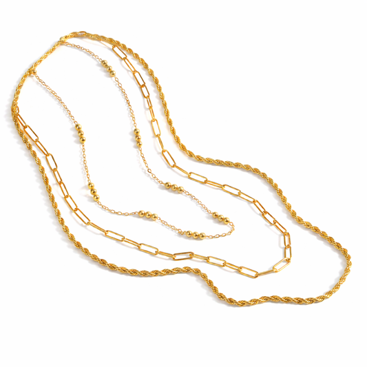 Collar Venus Triple Layer Dorado Acero 316L