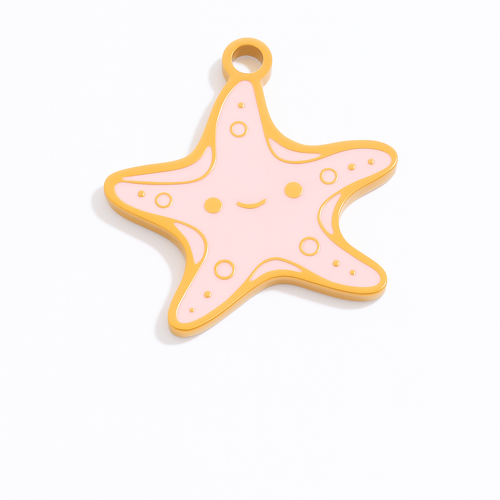Charm Estrella de Mar Rosada – Detalle Tropical en Acero de Titanio, Hipoalergénico y Resistente al Agua