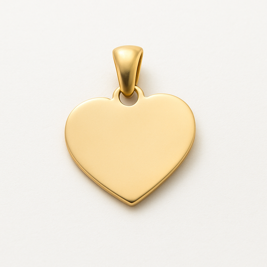 Charm Placa de Corazón para Personalizar – Acero de Titanio, Hasta 3 Letras o Números