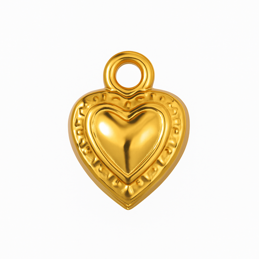 Charm Corazón Dorado Clásico – Acero de Titanio con Acabado Brillante, Ideal para Pulseras y Collares