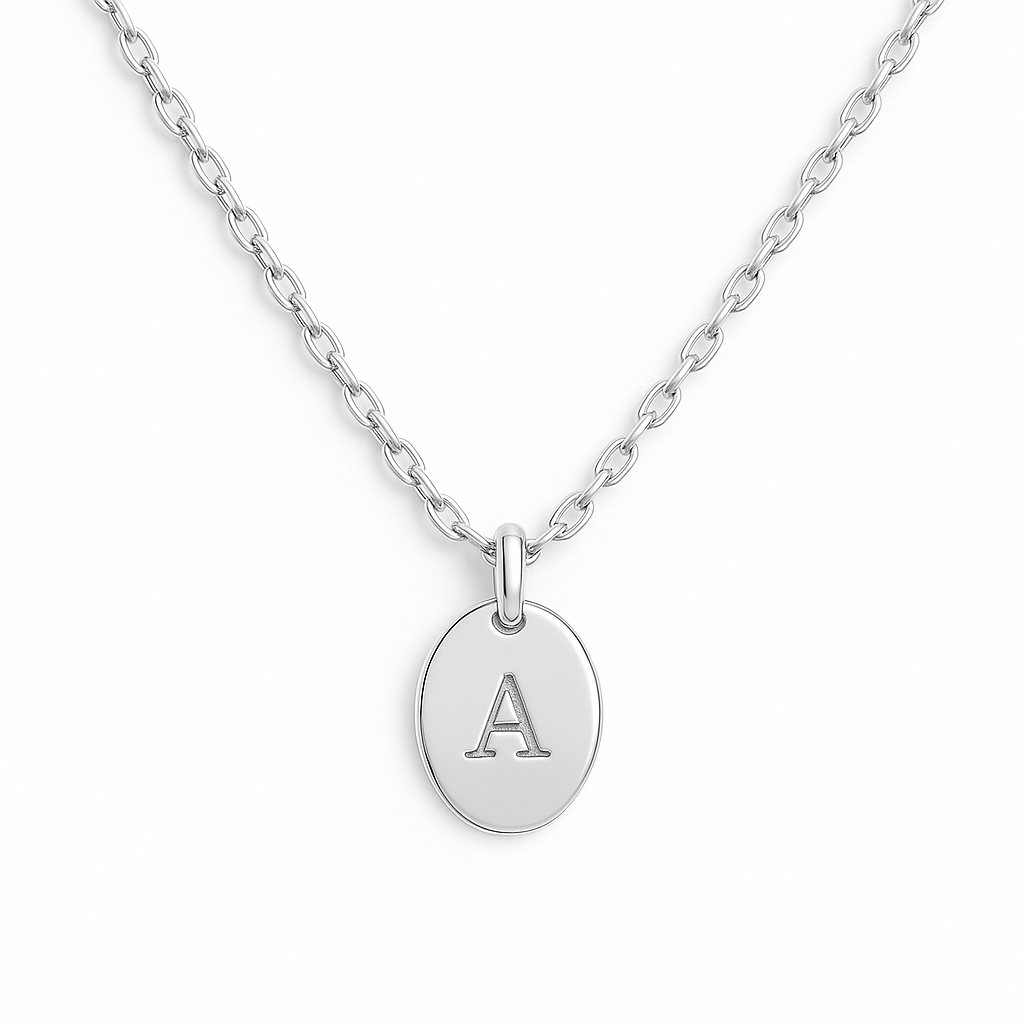 Cadena Julia –  con placa ovalada grabada personalizable en Acero de Titanio