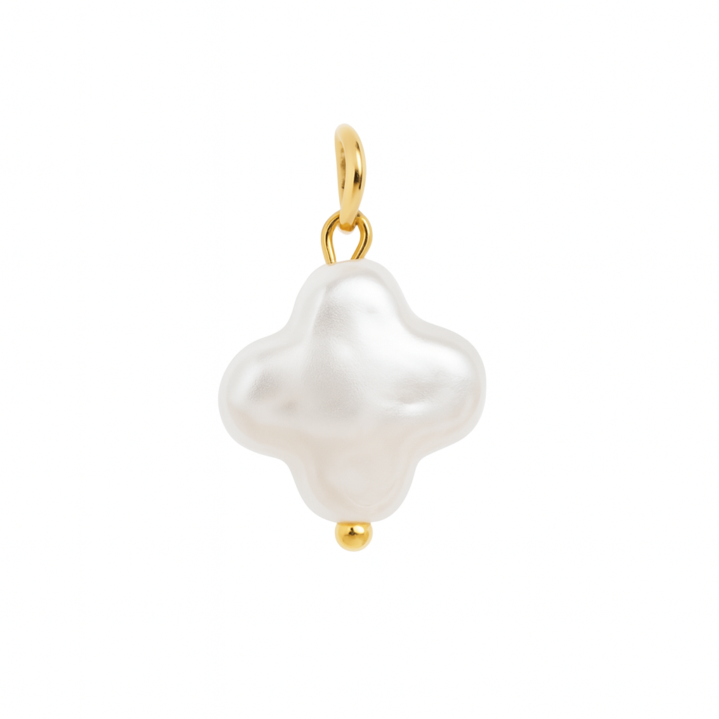 Charm Trébol de Luz Blanco – Acero de Titanio para Personalizar Collares