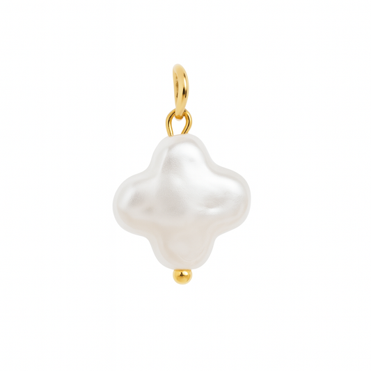 Charm Trébol de Luz Blanco – Acero de Titanio para Personalizar Collares
