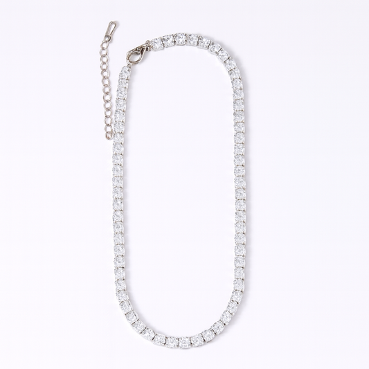 Collar Isabella Plateado – Tennis de Circonias en Acero de Titanio