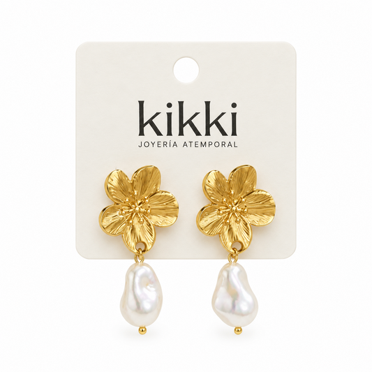 Aretes Flor de Shell de Acero Inoxidable 316L