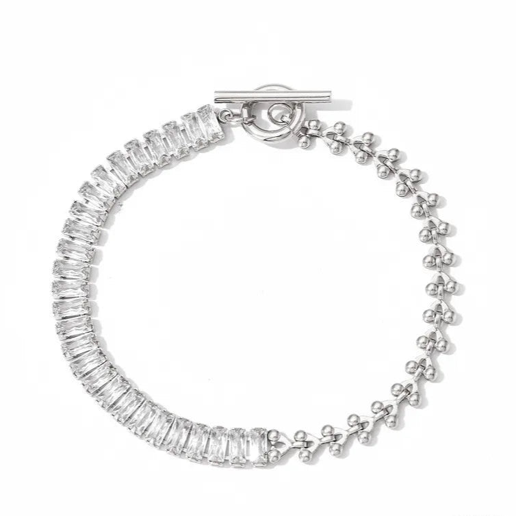 Brazalete Shiny Plateado de Acero de Titanio – Brillante, Hipoalergénico y Resistente al Agua