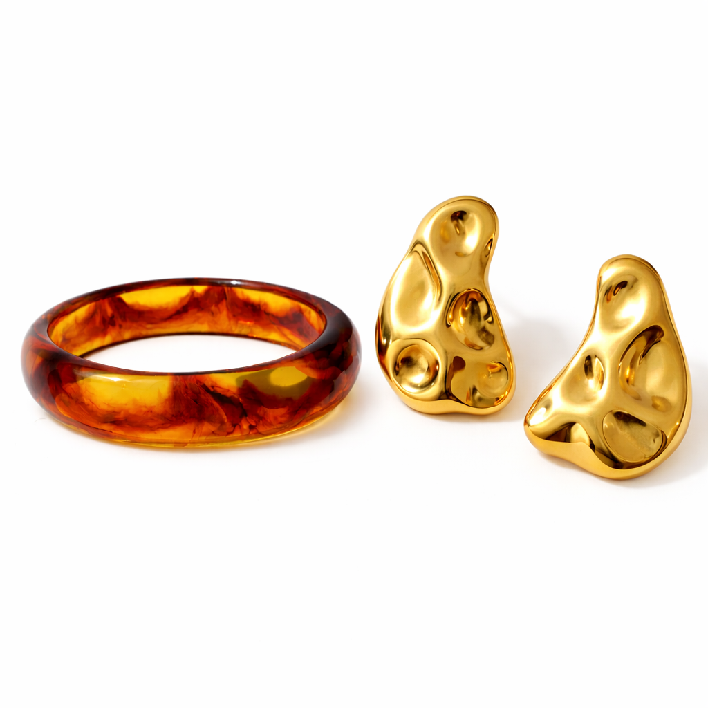 Ámbar Contemporáneo – Set Brazalete y Aretes