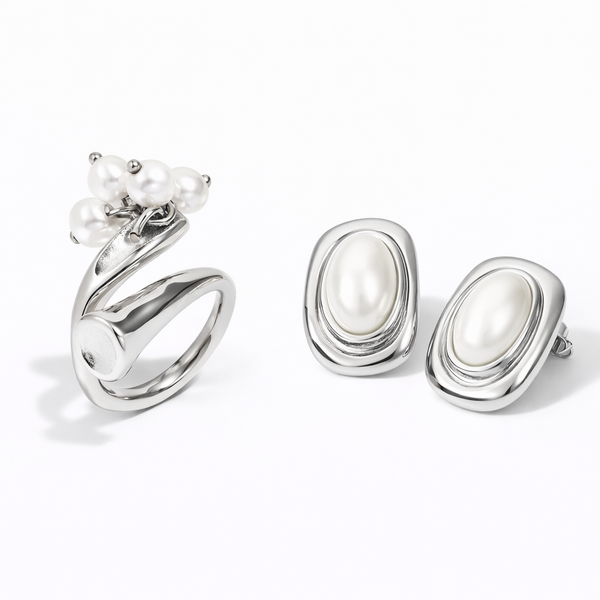 Perlas Contemporáneas – Set Anillo + Aretes