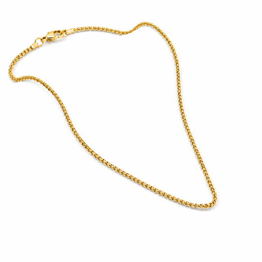 Cadena Tubular para Caballero en Acero Inoxidable 316L Dorado