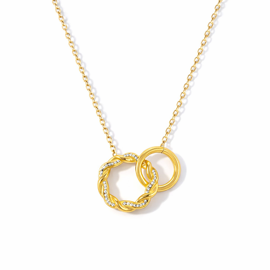 Collar Círculos Dorado con Aros Entrelazados