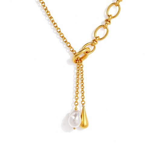 Collar Aloha Dorado con Perla y Gota