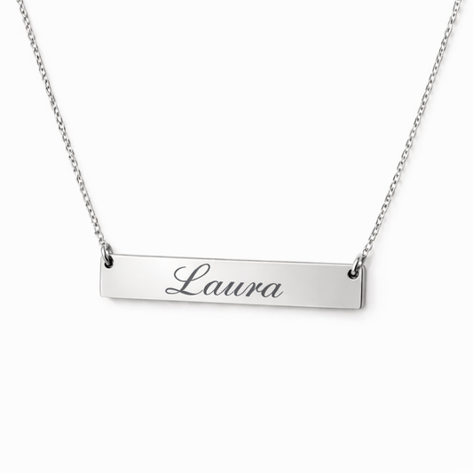Collar Carlota Personalizado Con Grabado Laser Plateado Acero 316L