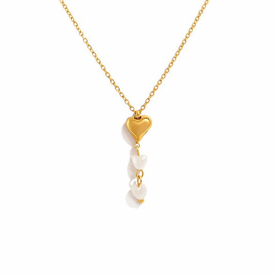 Collar Roma Dorado con Corazón y Dijes Nacarados
