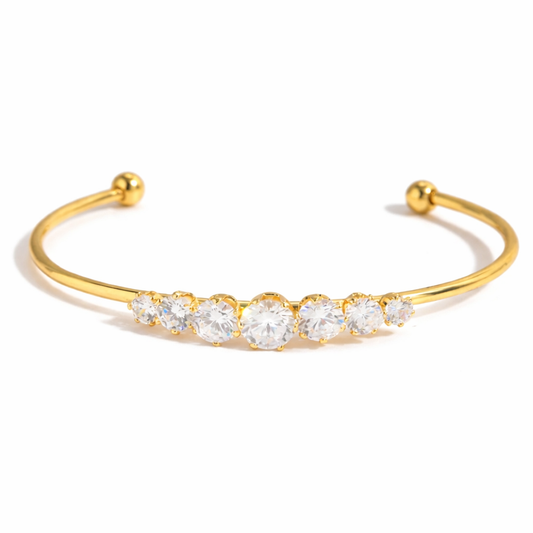 Brazalete Cuff Dorado con Zirconias Degradadas Ajustable