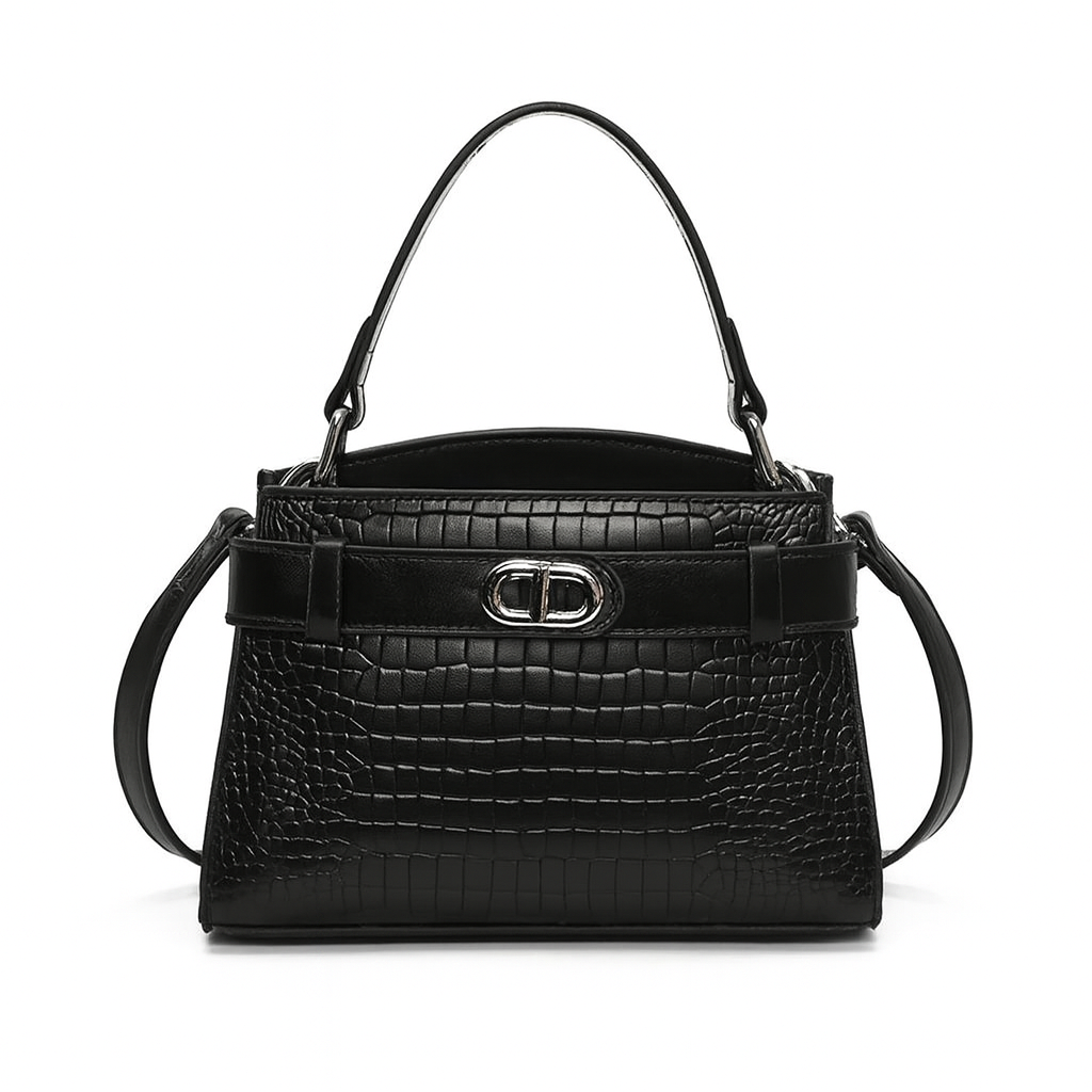 Bolso Coco Estructurado Efecto Piel Croco – Asa Superior y Correa Ajustable