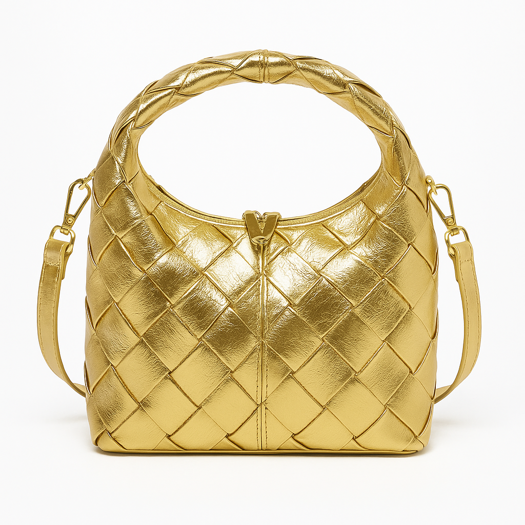 Bolso Kimi Trenzado Metálico con Asa Acolchada