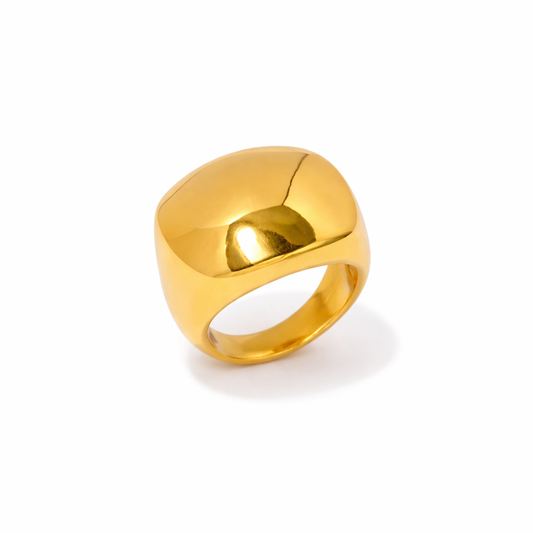 Anillo Grecia Dorado Tipo Sello Contemporáneo