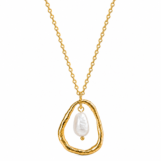 Collar Romance con Perla Blanca | Acero 316L Dorado