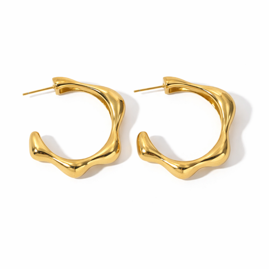 Argollas XL Doradas Orgánicas Acero 316L