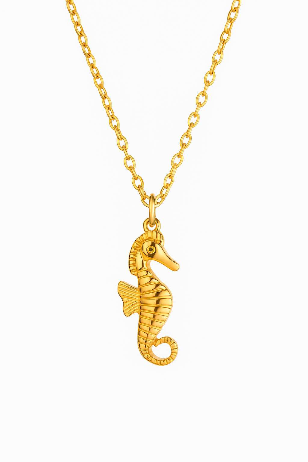 Charm Caballito de Mar Dorado – Acero de Titanio Hipoalergénico, Detalle Marino