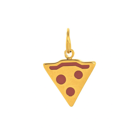 Charm Pizza Pepperoni Dorada – Acero de Titanio Hipoalergénico