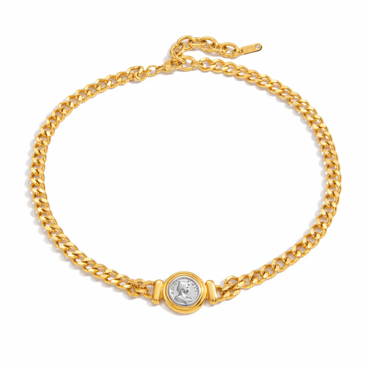 Collar Coin Chain Dorado Acero 316L