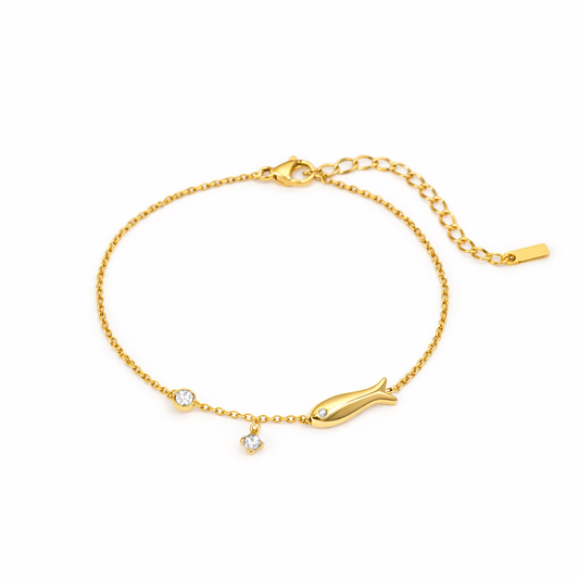 Brazalete Pez Dorado con Cristales