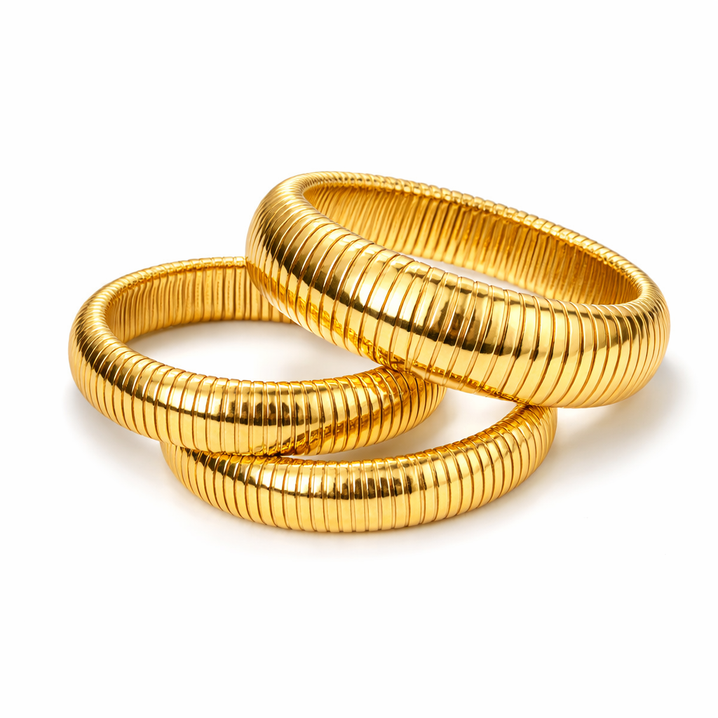 Brazalete Virginia Dorado Acanalado (Se venden por separado)