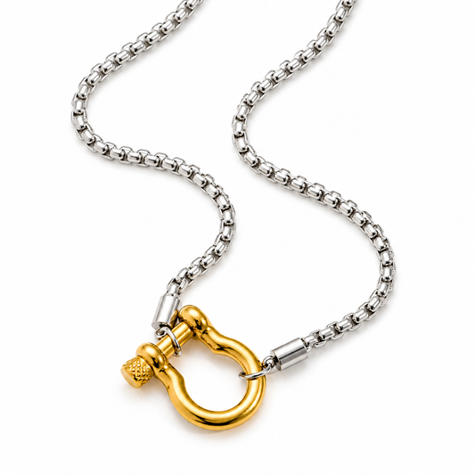 Collar Herradura Plateado en Acero Inoxidable 316L