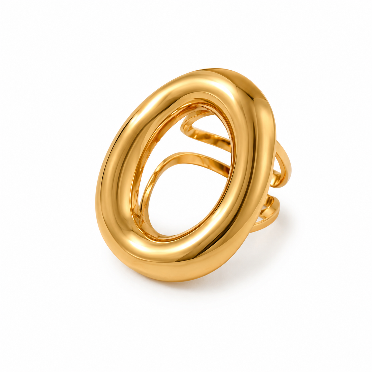 Anillo Circle Max Dorado Acero Inoxidable 316L Ajustable