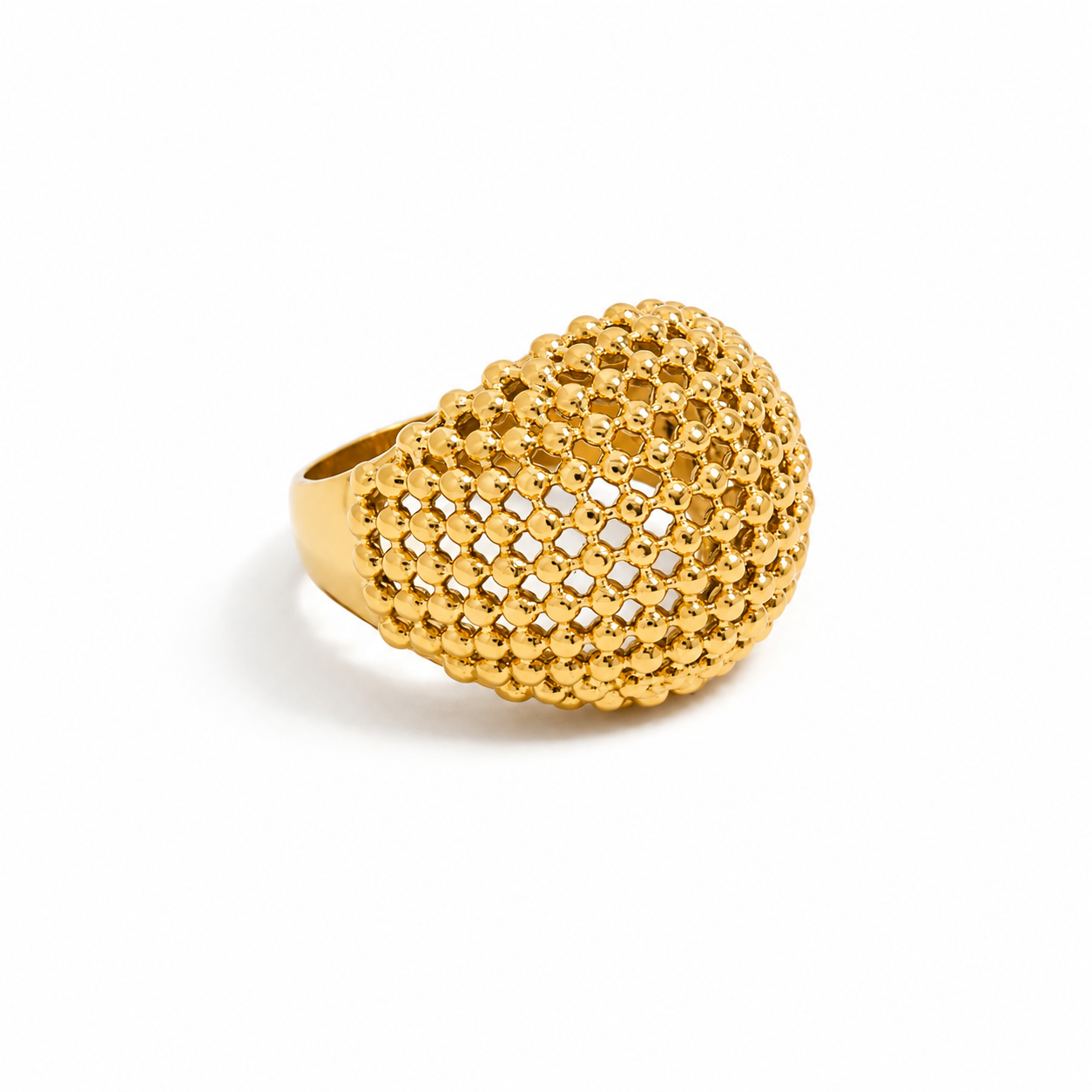 Anillo Malla Dorado Acero Inoxidable 316L