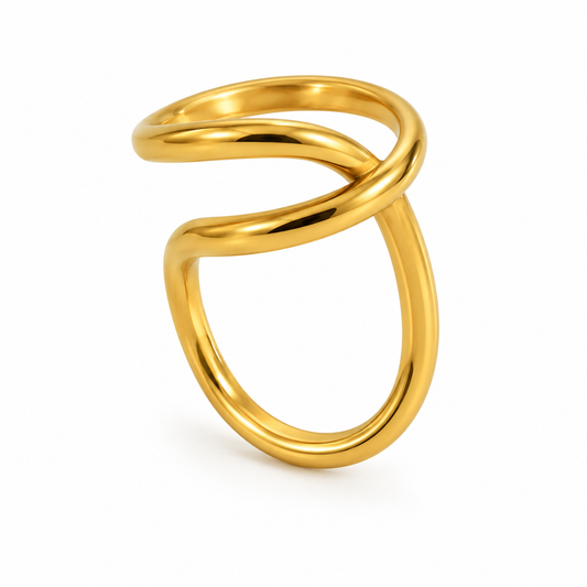 Anillo Escalante Dorado en Acero Inoxidable 316L