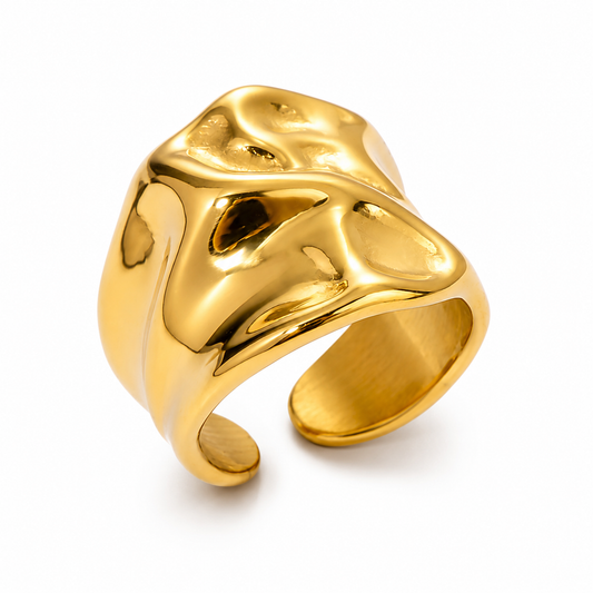 Anillo Hoja Dorado – Acero Inoxidable 316L