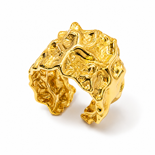 Anillo Francés Dorado en Acero Inoxidable 316L