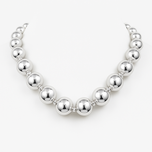 Collar Madrileño – Gargantilla de Esferas Plateadas