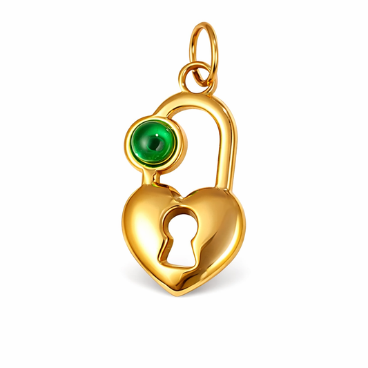 Charm Candado Corazón Dorado con Detalle de Cerradura