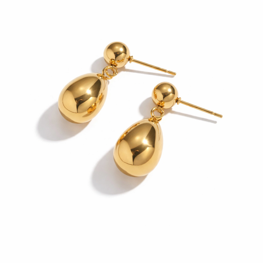 Aretes California Dorados con Esfera y Gota Volumétrica (Pequeños)