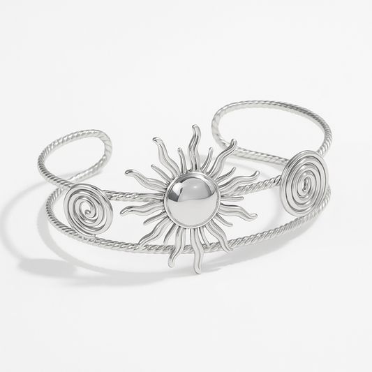 Brazalete Un Sol en Amalfi Plateado – Diseño Solar