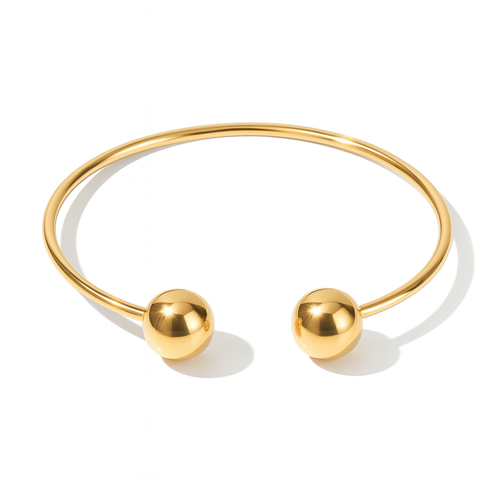 Brazalete Ball de Acero de Titanio – Abierto con Esferas Doradas