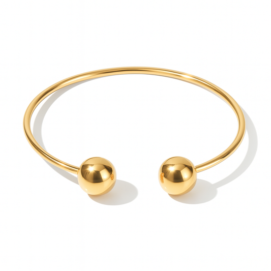 Brazalete Ball de Acero de Titanio – Abierto con Esferas Doradas