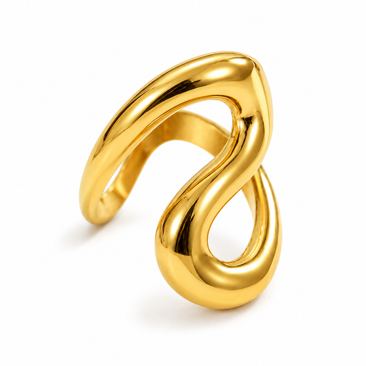 Anillo Infinito Dorado en Acero 316L | Anillo Escultural