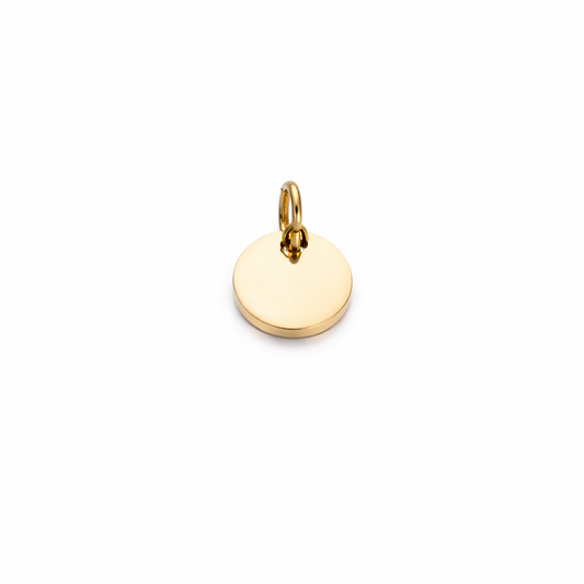 Placa Circular 8mm Personalizable Dorada – Acero 316L