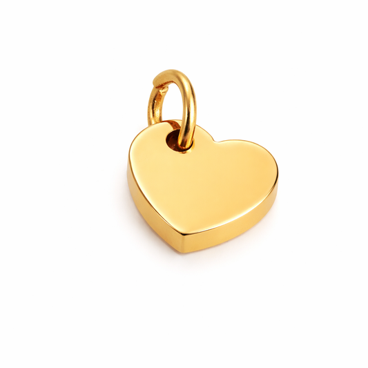 Placa Corazón Personalizable Dorado Acero 316L Grabado