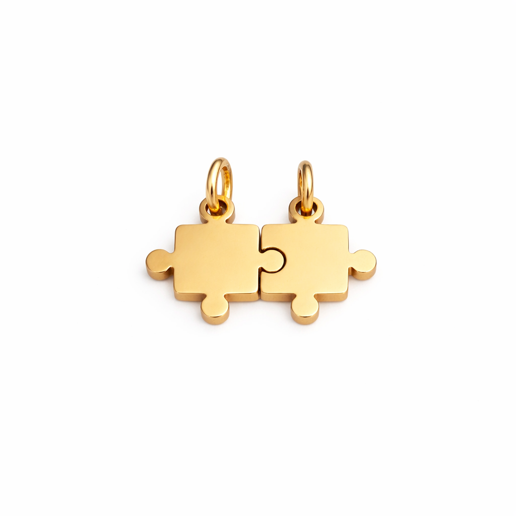 Placas Puzzle Personalizables Doradas Acero 316L