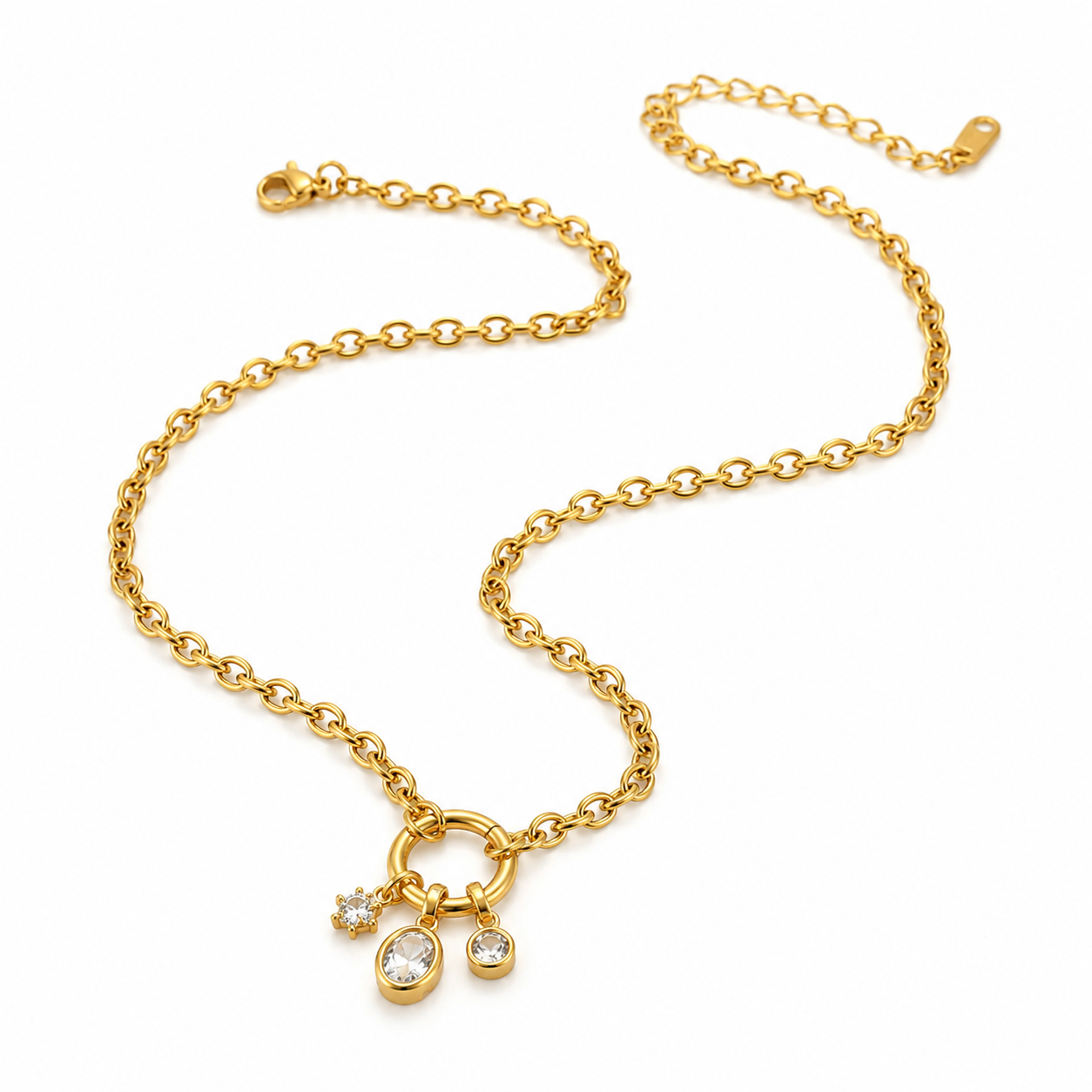 Collar Emilia en Acero 316L | Dorado con Cristales Blancos