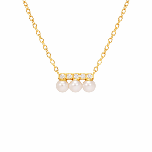 Collar Ana Mini Dorado con Zirconias y Perlas Acero 316L